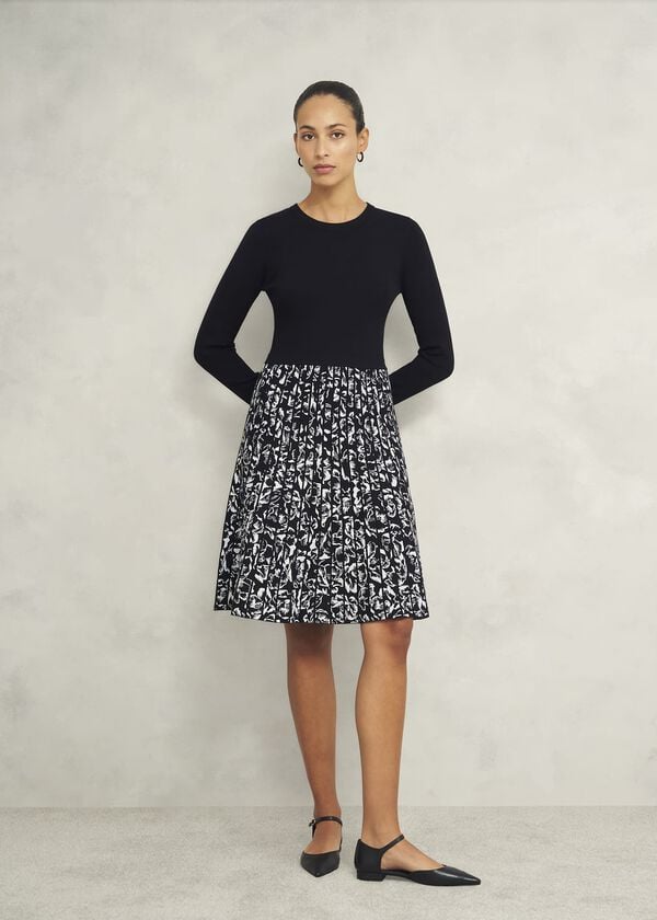hobbs Gill Knitted Dress Black Ivory