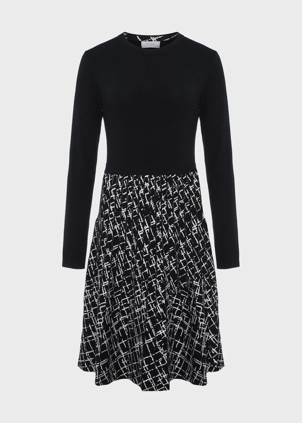 Hobbs Gill Knitted Dress Navy Ivory