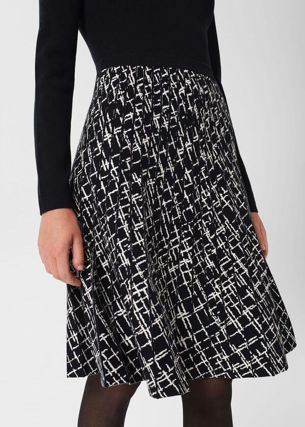 Hobbs Gill Knitted Dress Navy Ivory