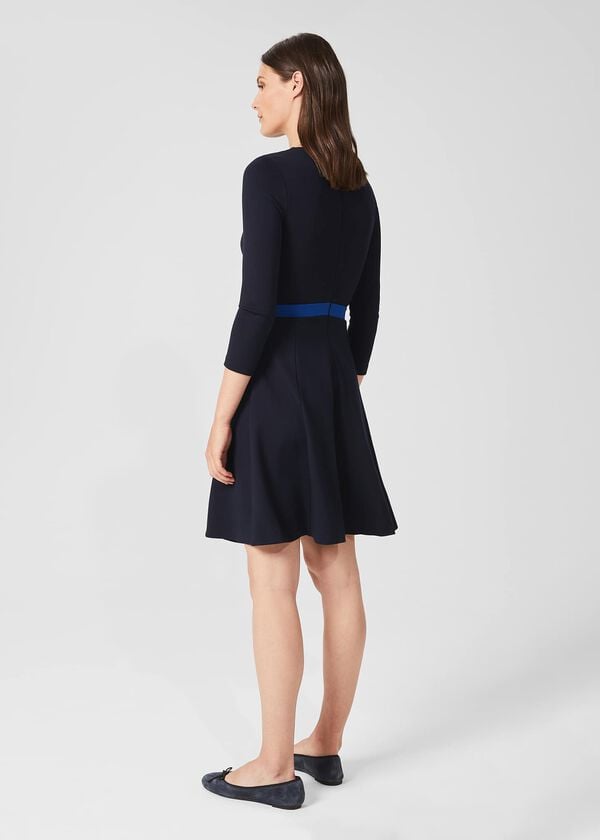 Hobbs Gina Ponte Jersey Dress Navy Blue