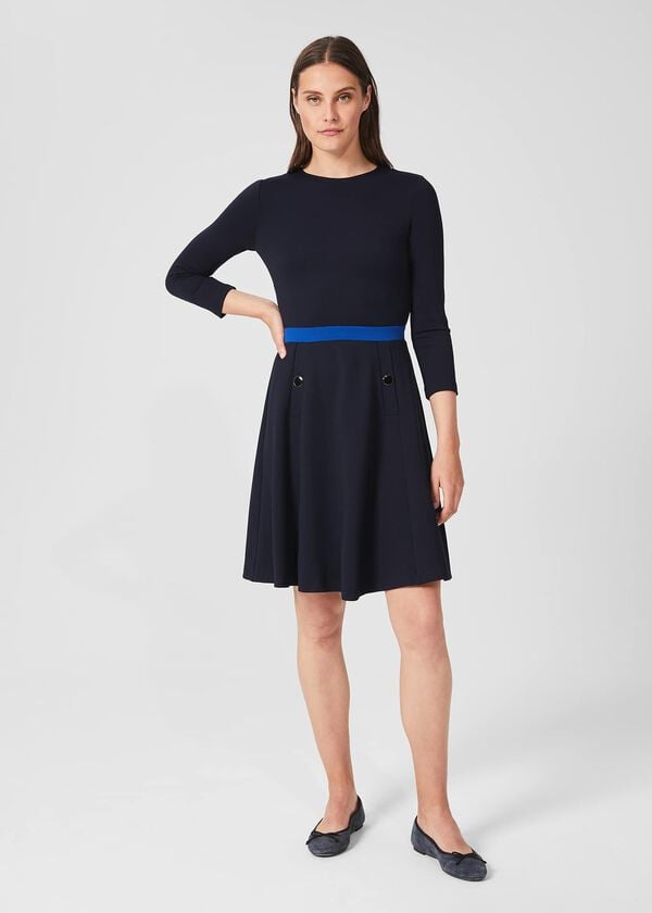 hobbs Gina Ponte Jersey Dress Navy Blue