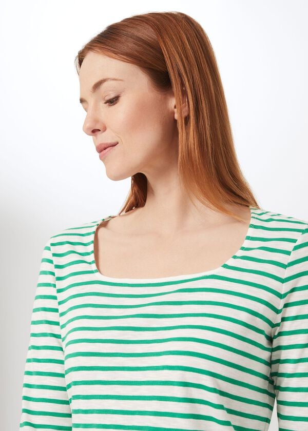 Hobbs Ginny Cotton T-Shirt Green White