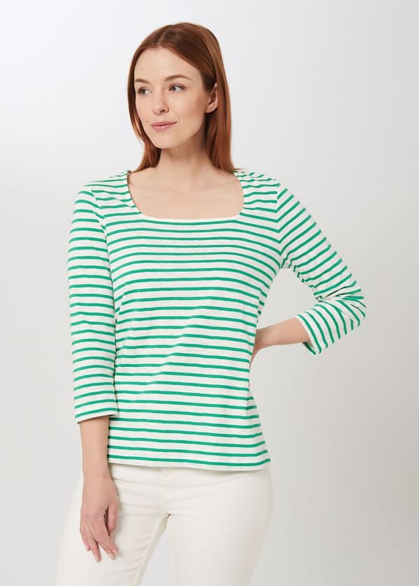 hobbs Ginny Cotton T-Shirt Green White