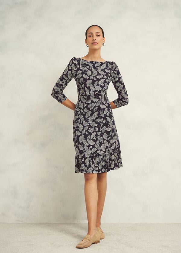 hobbs Ginny Jersey Dress Navy Cream