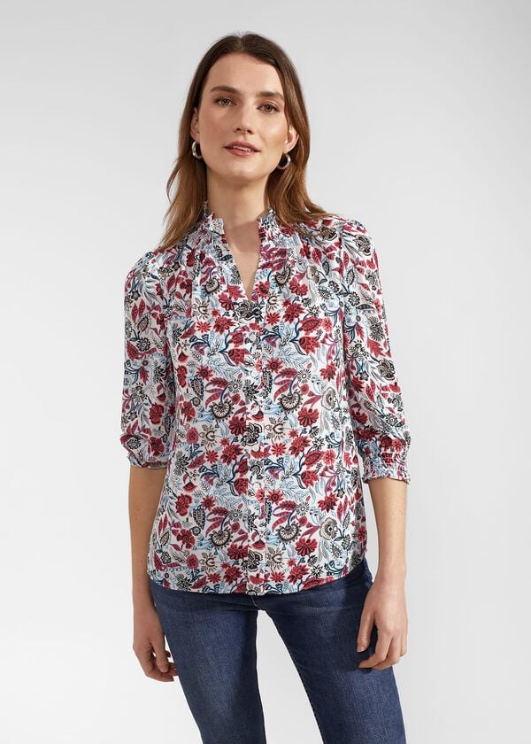 hobbs Giovanna Blouse Ivory Multi