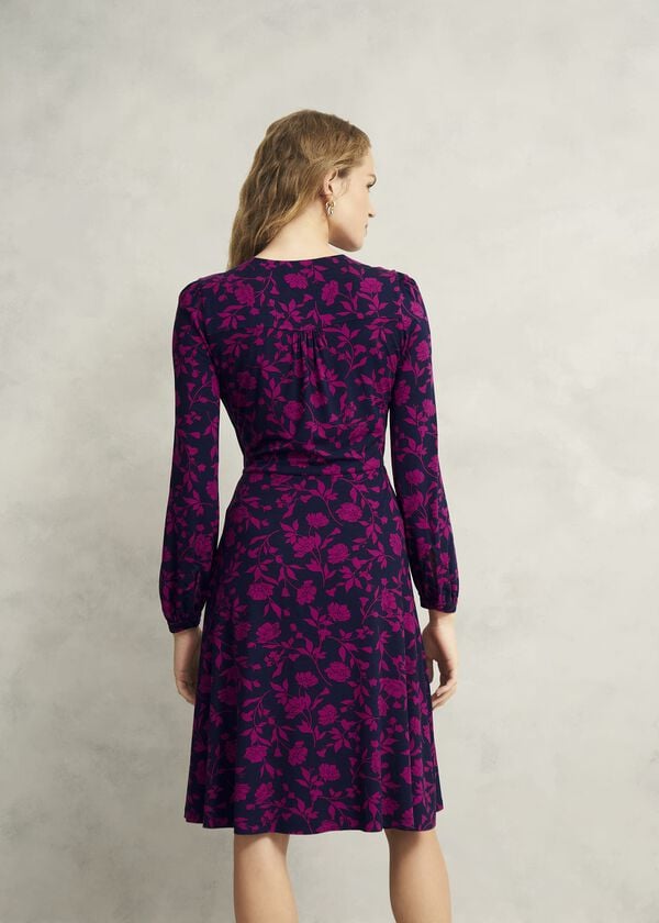 Hobbs Grace Jersey Dress Navy Pink