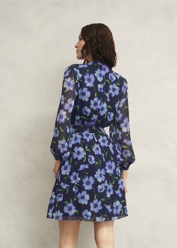 Hobbs Gracie Tie Waist Dress Midnight Multi