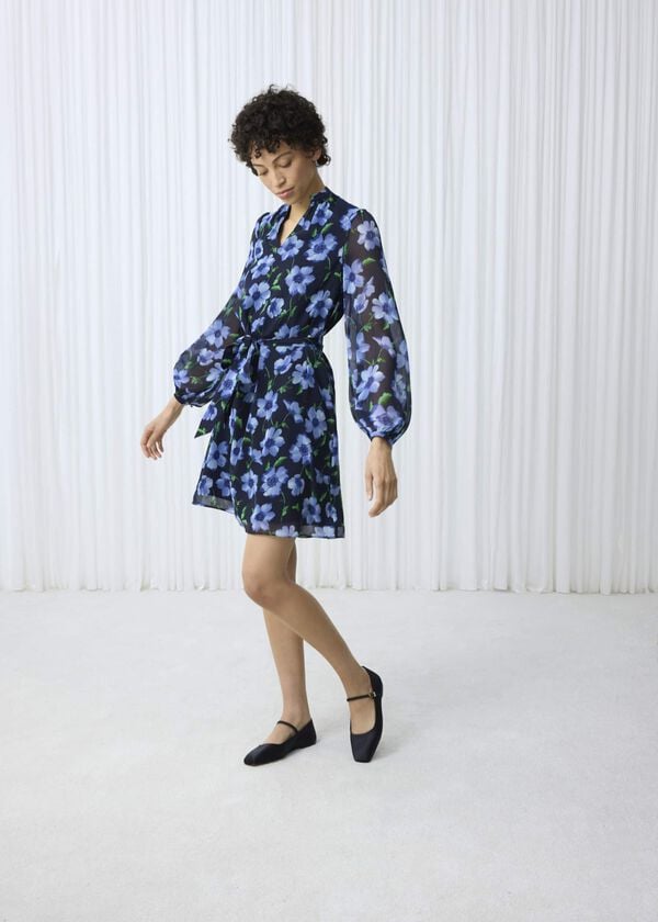 hobbs Gracie Tie Waist Dress Midnight Multi