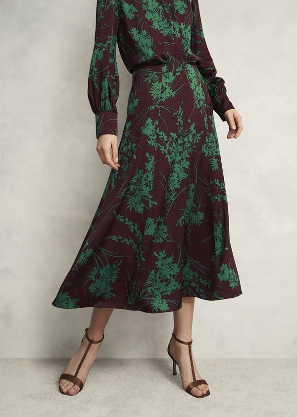 Hobbs Grasmere Skirt Brown Green
