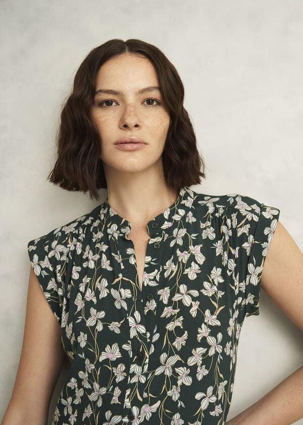 Hobbs Green Floral Layla Mini Dress Green Multi