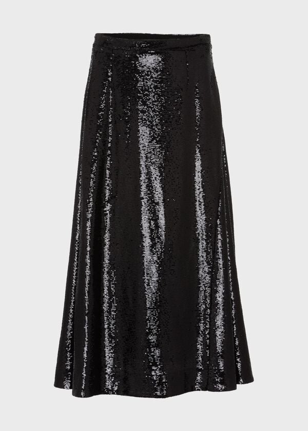 Hobbs Greta Sequin Skirt Black