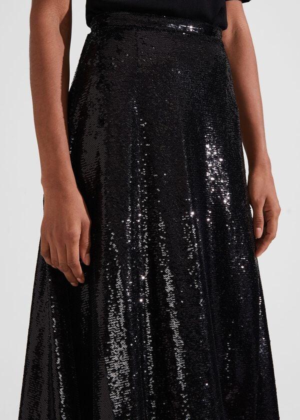 Hobbs Greta Sequin Skirt Black