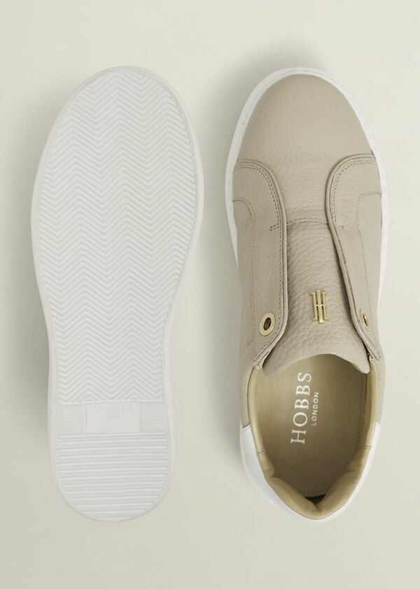 Hobbs Greta Slip-On Leather Trainers Light Beige