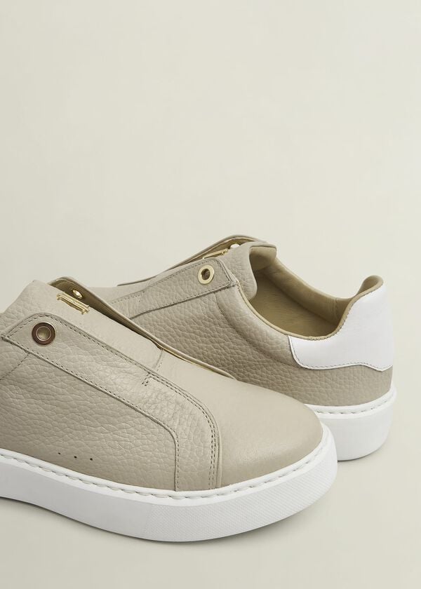 Hobbs Greta Slip-On Leather Trainers Light Beige