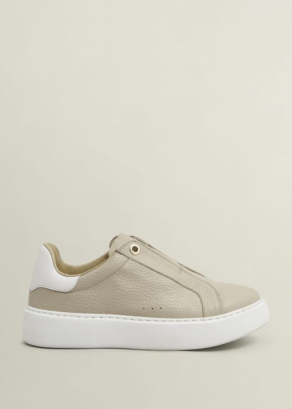 hobbs Greta Slip-On Leather Trainers Light Beige