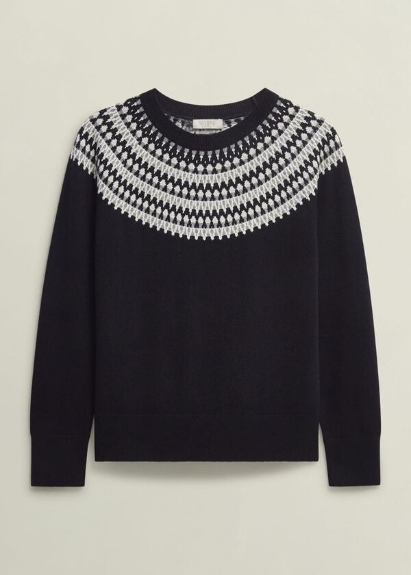 Hobbs Greta Sparkle Fairisle Jumper Navy Multi