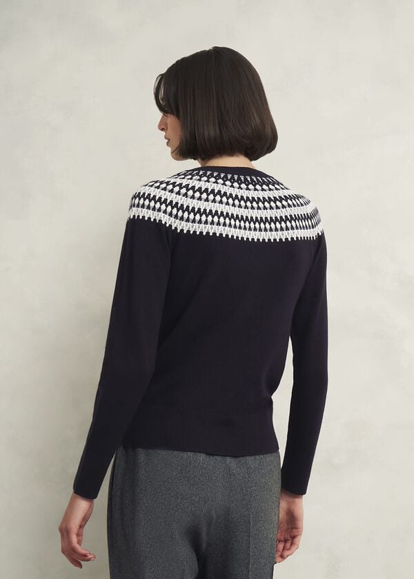 Hobbs Greta Sparkle Fairisle Jumper Navy Multi