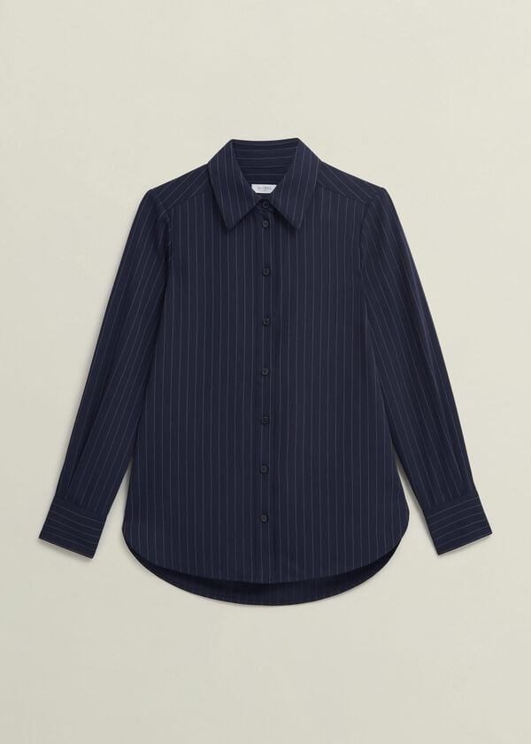 Hobbs Hadley Pinstripe Shirt Midnight Ivory