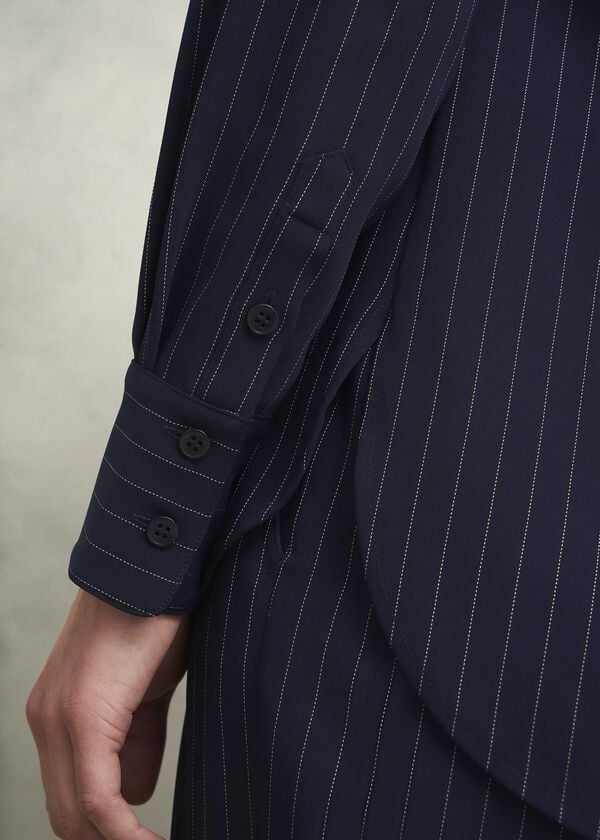 Hobbs Hadley Pinstripe Shirt Midnight Ivory