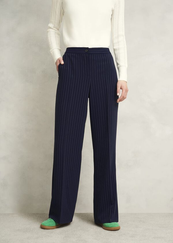 Hobbs Hadley Pinstripe Trousers Midnight Ivory