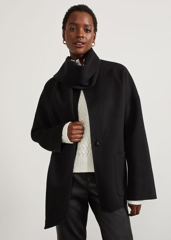 Hobbs Hadley Scarf Coat Black