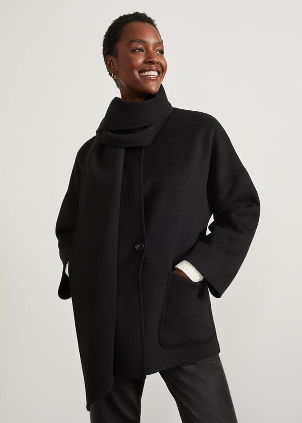 hobbs Hadley Scarf Coat Black