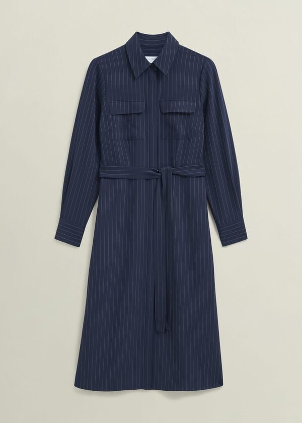 Hobbs Hadley Shirt Dress Midnight Ivory