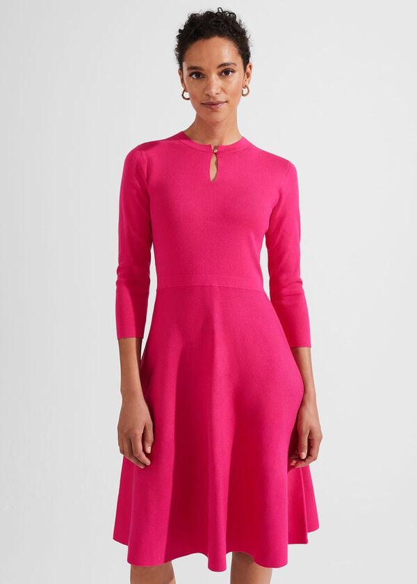 Hobbs Hailey Knitted Dress Sapphire Pink