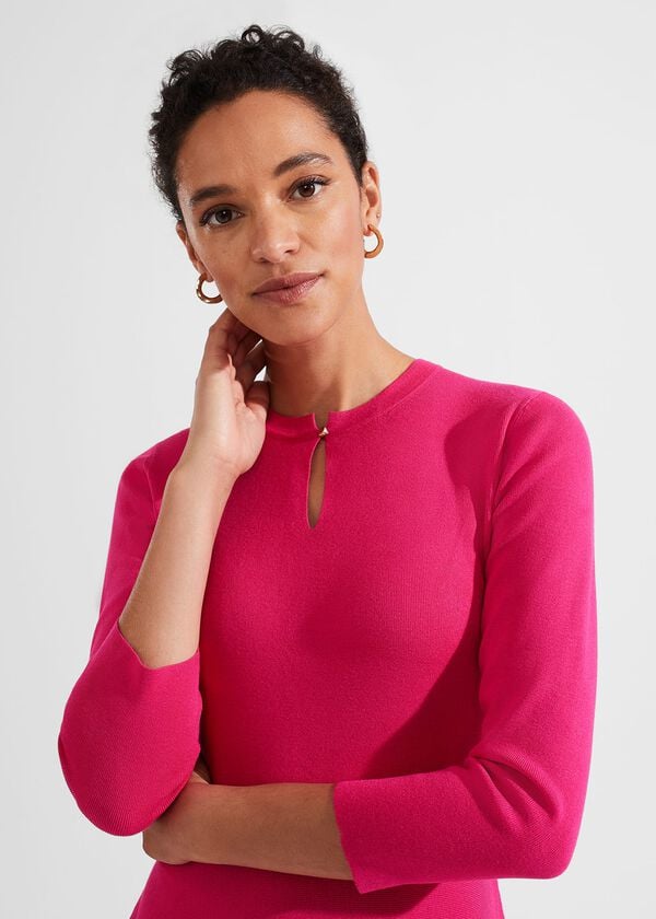 Hobbs Hailey Knitted Dress Sapphire Pink