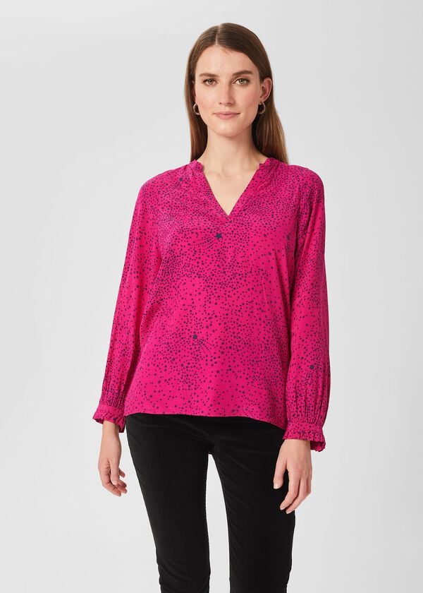 hobbs Hana Blouse Pink Black