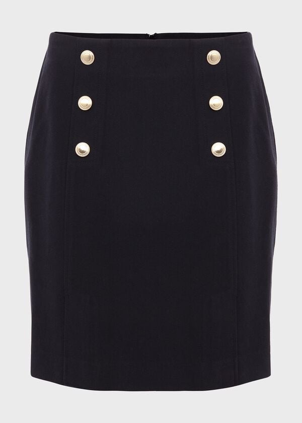 Hobbs Hana Cotton Blend Skirt Navy