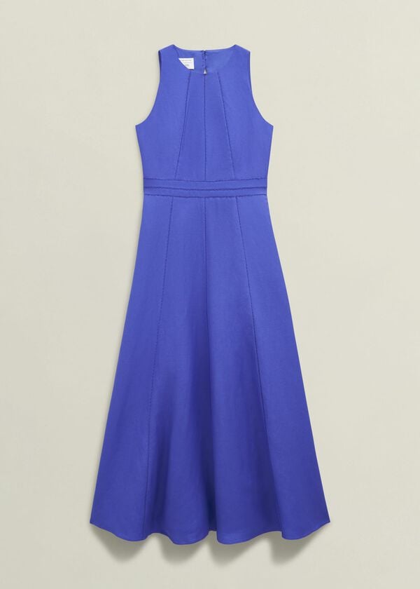 Hobbs Harewood Linen Blend Maxi Dress Quartz Blue