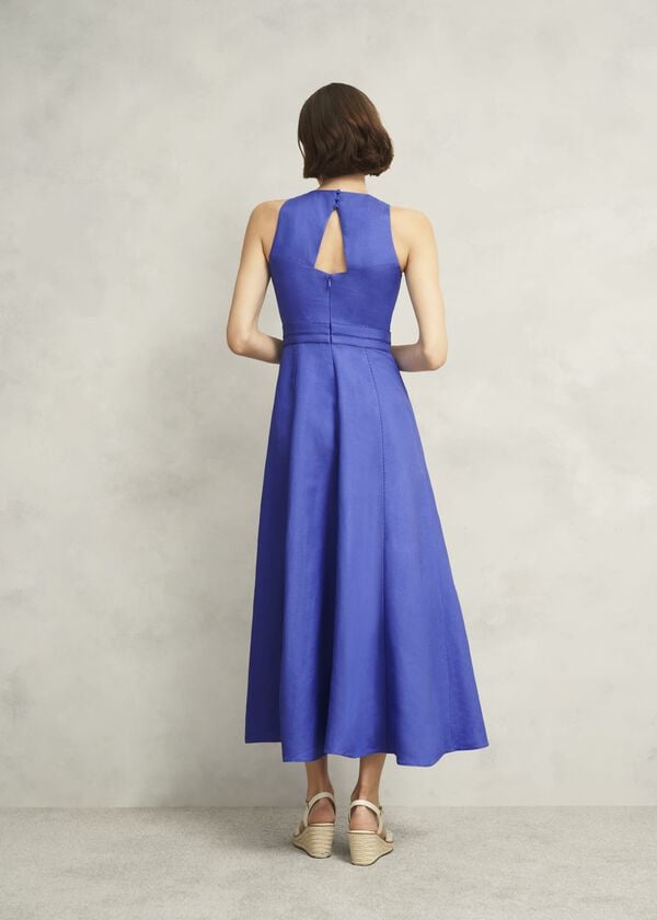 Hobbs Harewood Linen Blend Maxi Dress Quartz Blue