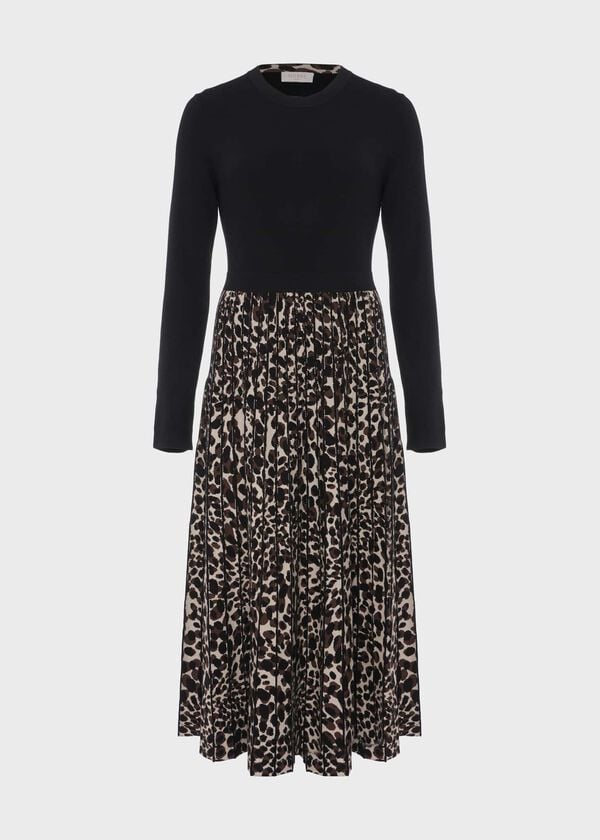 Hobbs Harlie Knitted Dress Black Brown