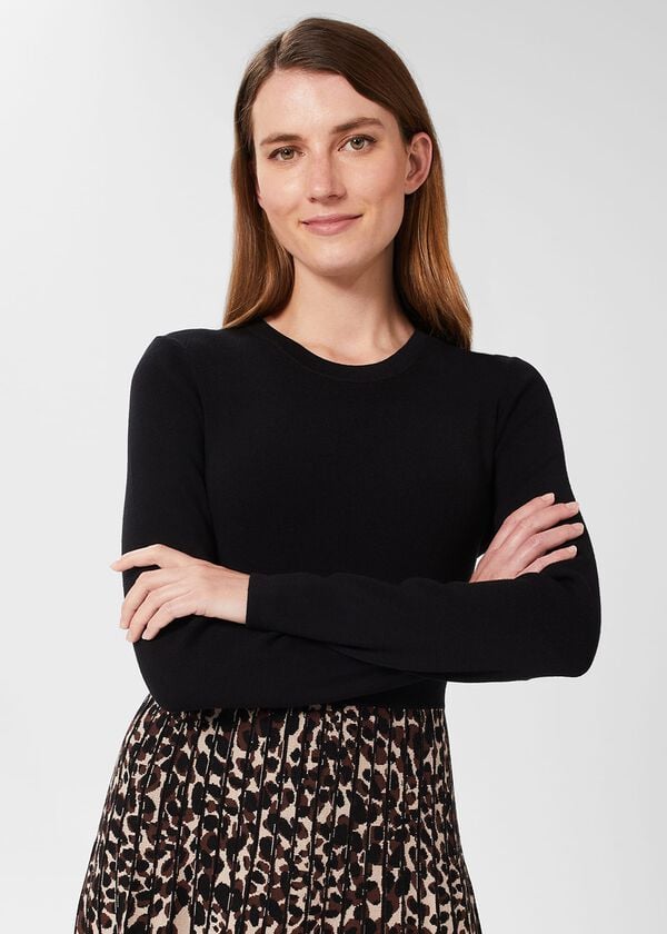 Hobbs Harlie Knitted Dress Black Brown