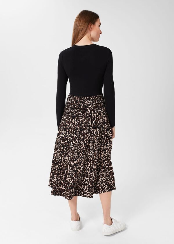Hobbs Harlie Knitted Dress Black Brown