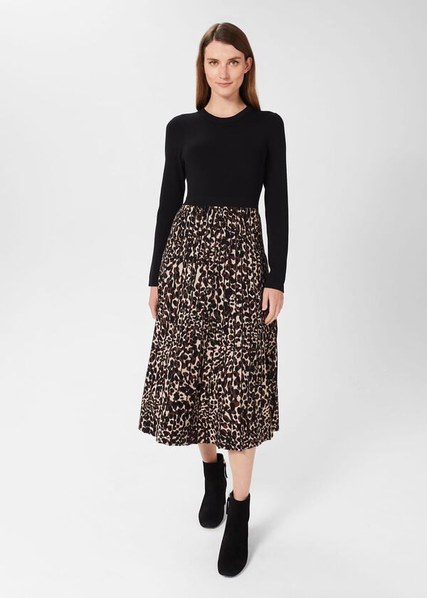 hobbs Harlie Knitted Dress Black Brown