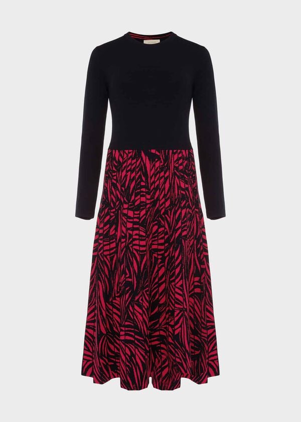Hobbs Harlie Midi Knitted Dress Navy Pink