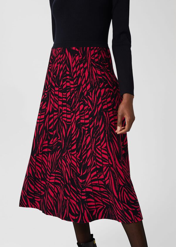 Hobbs Harlie Midi Knitted Dress Navy Pink