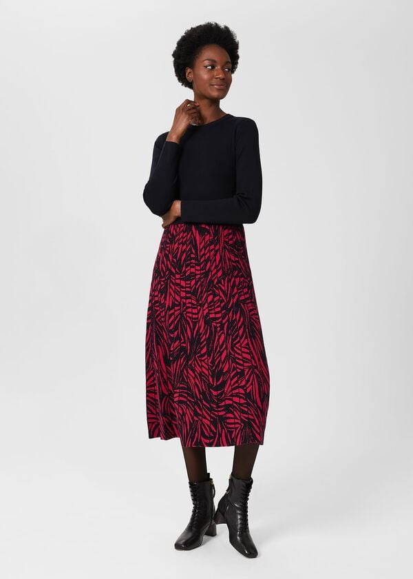 hobbs Harlie Midi Knitted Dress Navy Pink