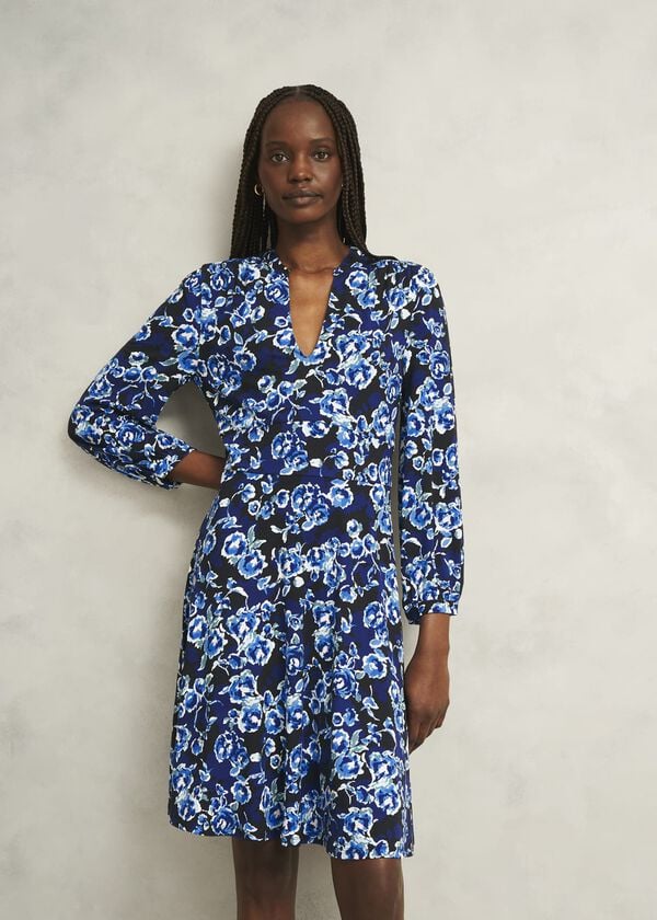 hobbs Harper Jersey Dress Navy Multi