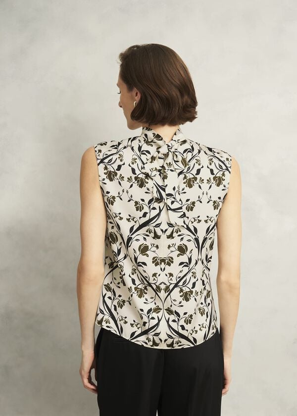 Hobbs Harptree Blouse Ivory Olive