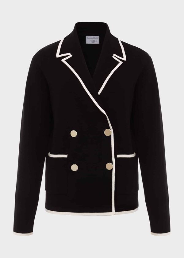 Hobbs Hatfield Cotton Wool Jacket Black Ivory