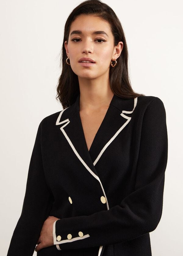Hobbs Hatfield Cotton Wool Jacket Black Ivory