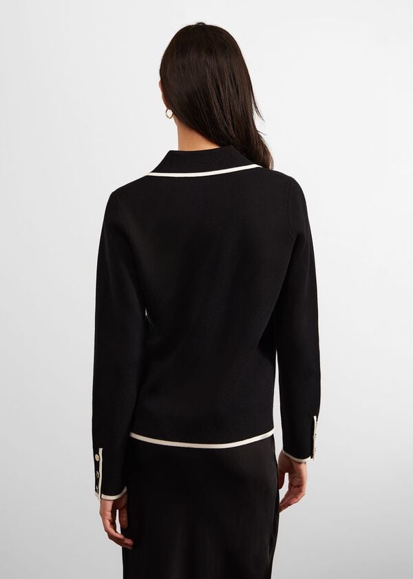 Hobbs Hatfield Cotton Wool Jacket Black Ivory