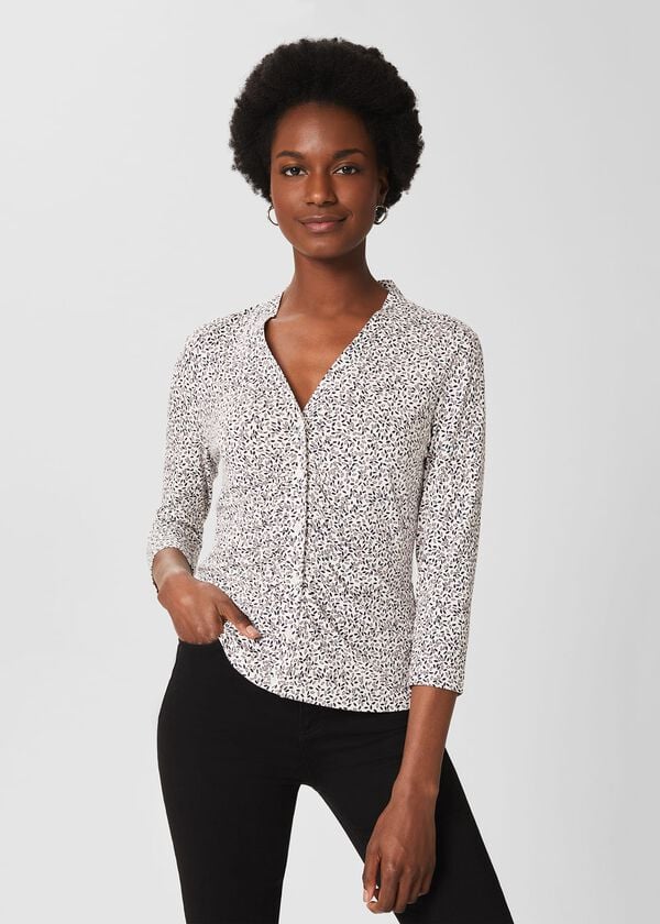 hobbs Hattie Printed Top Ivory Multi