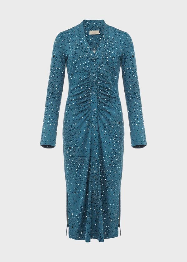 Hobbs Hatty Jersey Dress Dk Blue Ivory