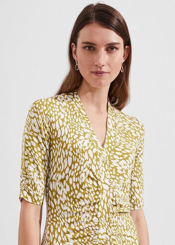 Hobbs Hatty Jersey Dress Mid Olive Ivory