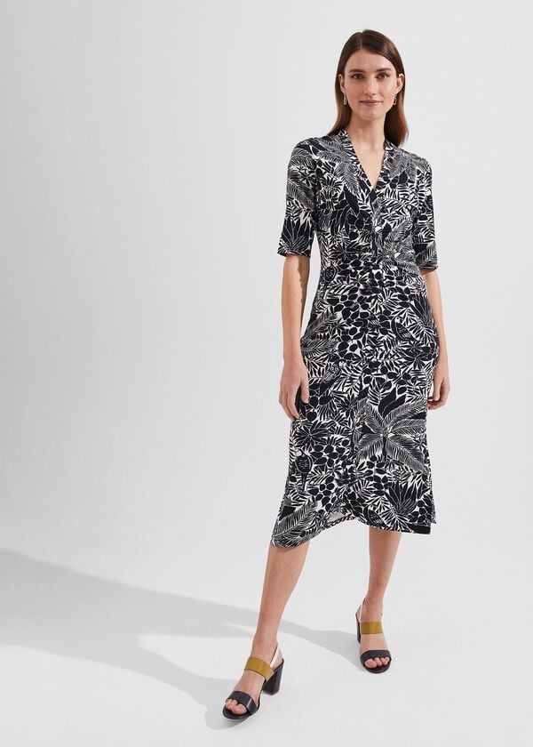 hobbs Hatty Jersey Dress Navy Ivory