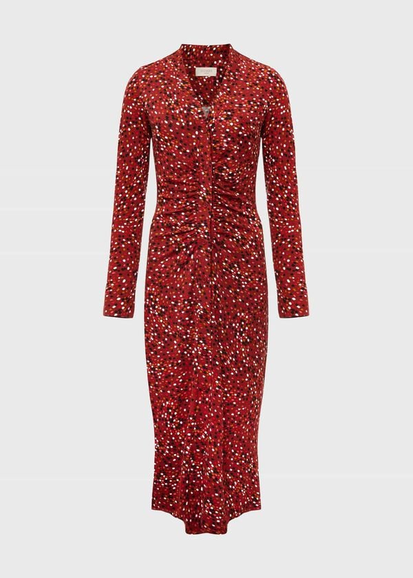 Hobbs Hatty Jersey Dress Red Multi
